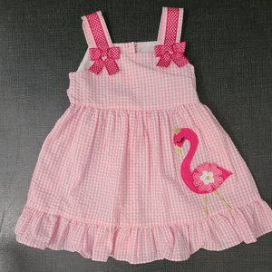 Counting Daisies Seersucker Flamingo Dress - 2T